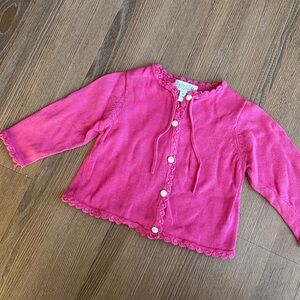 Baby CZ baby girl magenta pink cotton knit ruffle cardigan size 6-12m
